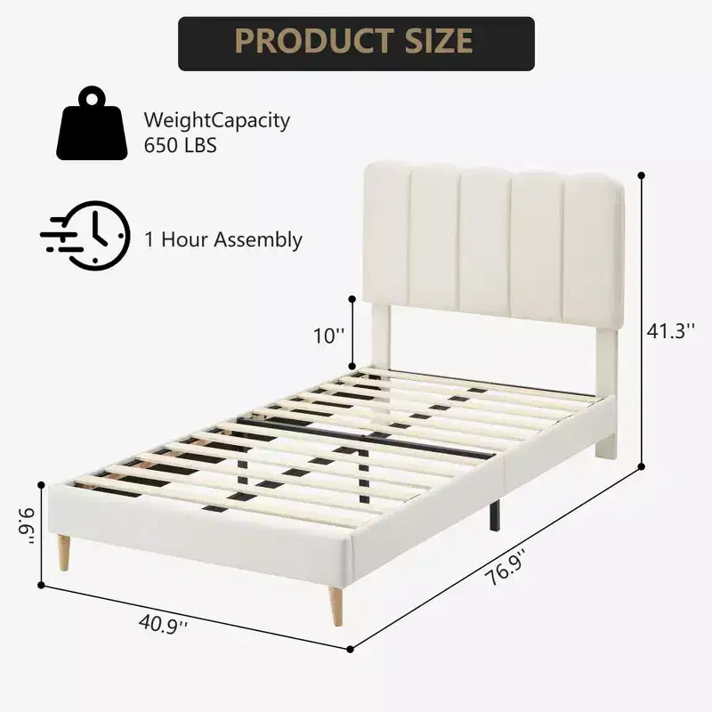 Letto a piattaforma imbottito a onda grigio/rosa/bianco per bambini, singolo/una piazza e mezza, 1 persona