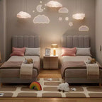 Letto a piattaforma imbottito a onda grigio/rosa/bianco per bambini, singolo/una piazza e mezza, 1 persona