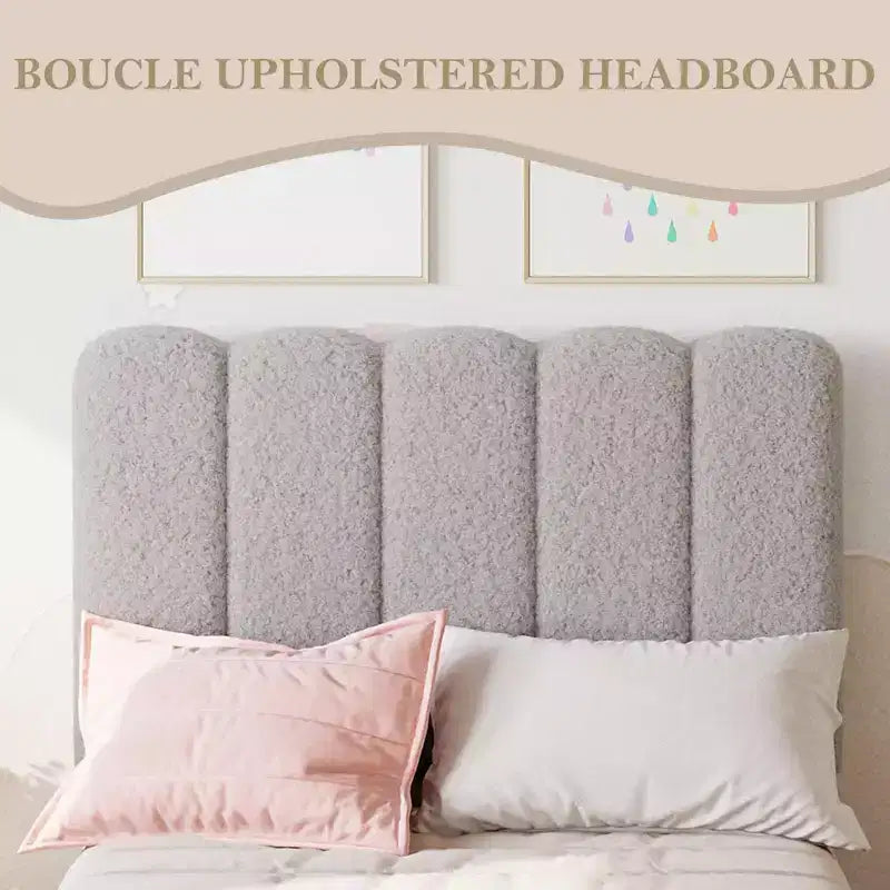 Letto a piattaforma imbottito a onda grigio/rosa/bianco per bambini, singolo/una piazza e mezza, 1 persona
