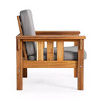 Sedia per esterni per bambini in legno di acacia naturale con cuscini grigi, stile Mission, 1 posto
