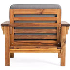 Sedia per esterni per bambini in legno di acacia naturale con cuscini grigi, stile Mission, 1 posto