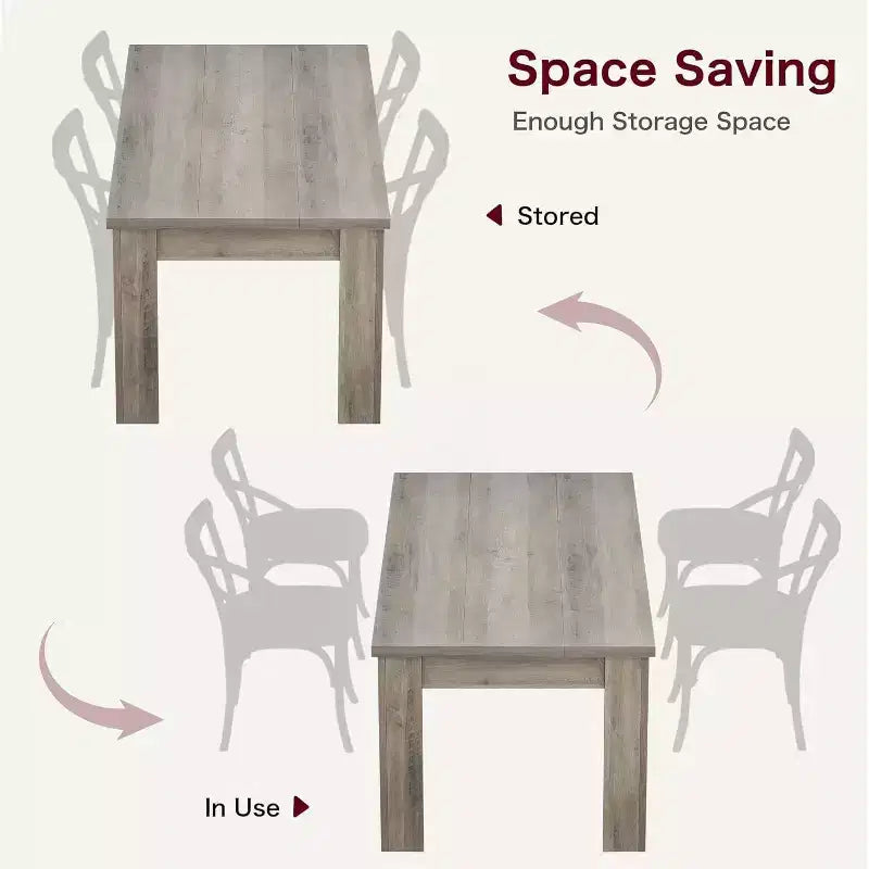 Tavolo da pranzo rustico rettangolare marrone/grigio, piano normale o spesso, per 4-6 persone