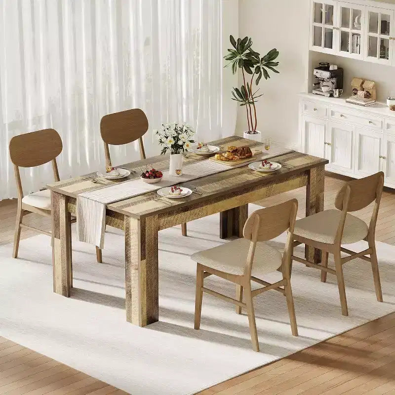 Dining Table for 4-6, 63 Wood Farmhouse Rectangular Dining Room & Kitchen Table for 4 for Apartment, Home
