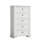 Comodino a 5 cassetti bianco, in MDF, contenitore monoposto