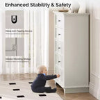 Comodino a 5 cassetti bianco, in MDF, contenitore monoposto