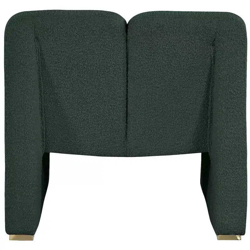 Poltrona in tessuto bouclé verde, gambe dorate, 1 posto