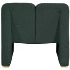 Poltrona in tessuto bouclé verde, gambe dorate, 1 posto