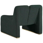Poltrona in tessuto bouclé verde, gambe dorate, 1 posto