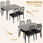 Set tavolo da pranzo quadrato grigio / colore retrò, sedie imbottite, 3 o 5 posti