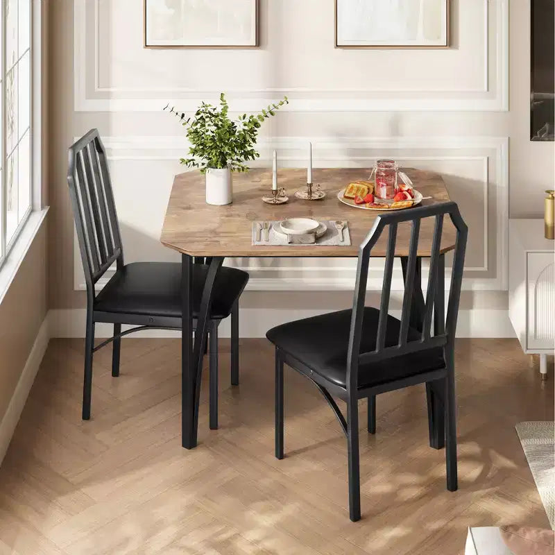Set tavolo da pranzo quadrato grigio / colore retrò, sedie imbottite, 3 o 5 posti