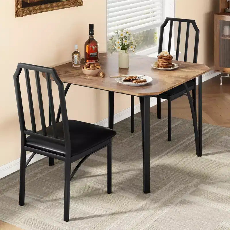 Set tavolo da pranzo quadrato grigio / colore retrò, sedie imbottite, 3 o 5 posti