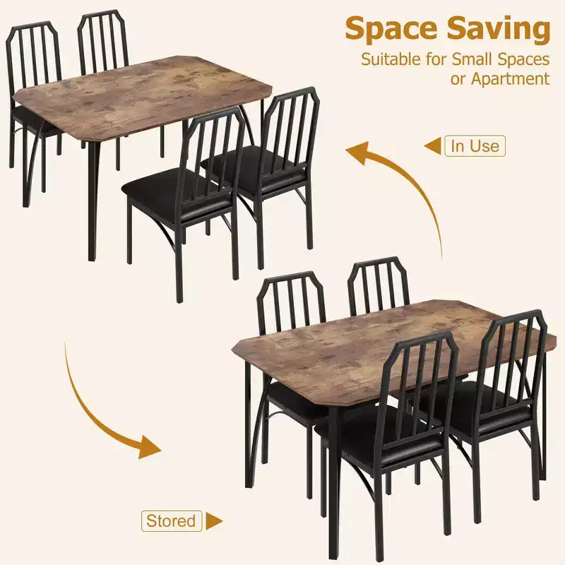 Set tavolo da pranzo quadrato grigio / colore retrò, sedie imbottite, 3 o 5 posti