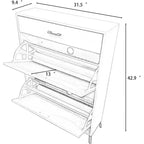Scarpiera Slim con Anta a Ribalta, Nera / Grigia / Rossa, 2 Cassetti + Vassoio Superiore, Contiene 15 Paia, Uso Individuale