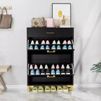 Acekool Shoe Cabinet, Slim 2 Flip Drawer MDF Shoe Organizer with Top Drawer, Anti-Tip, Space-Saving Storage