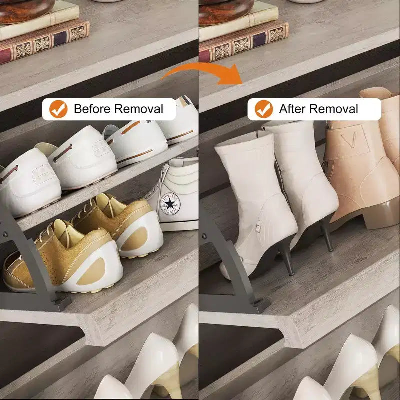 Bianco antico / Nero / Grigio / Legno naturale | Scarpiera a ribalta | Contiene fino a 24 paia | Per nuclei familiari di 1–2 persone