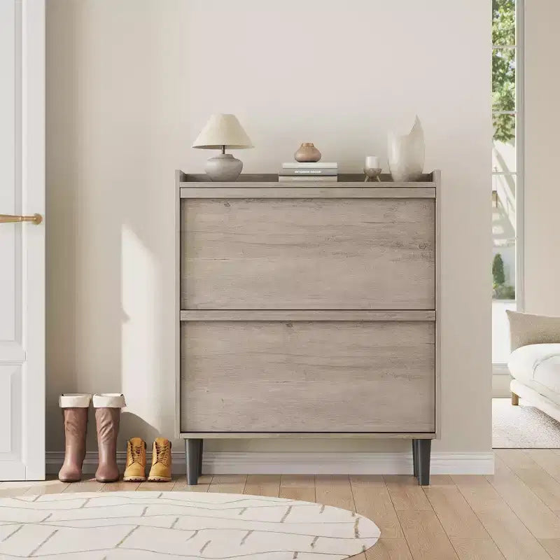 Bianco antico / Nero / Grigio / Legno naturale | Scarpiera a ribalta | Contiene fino a 24 paia | Per nuclei familiari di 1–2 persone
