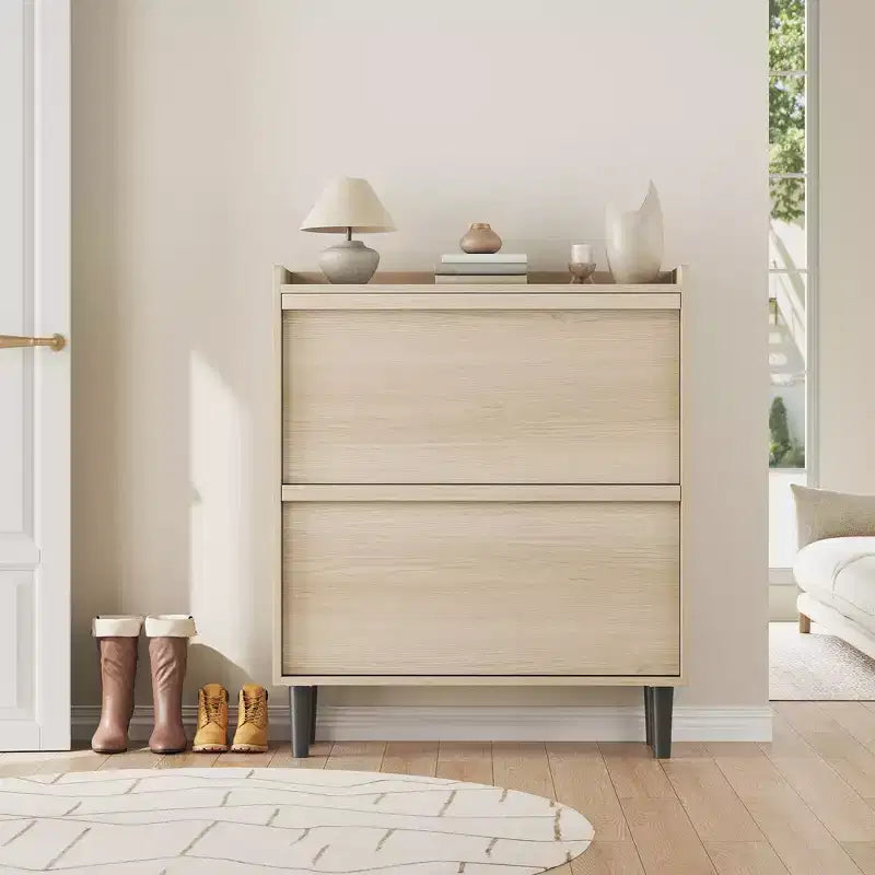 Bianco antico / Nero / Grigio / Legno naturale | Scarpiera a ribalta | Contiene fino a 24 paia | Per nuclei familiari di 1–2 persone