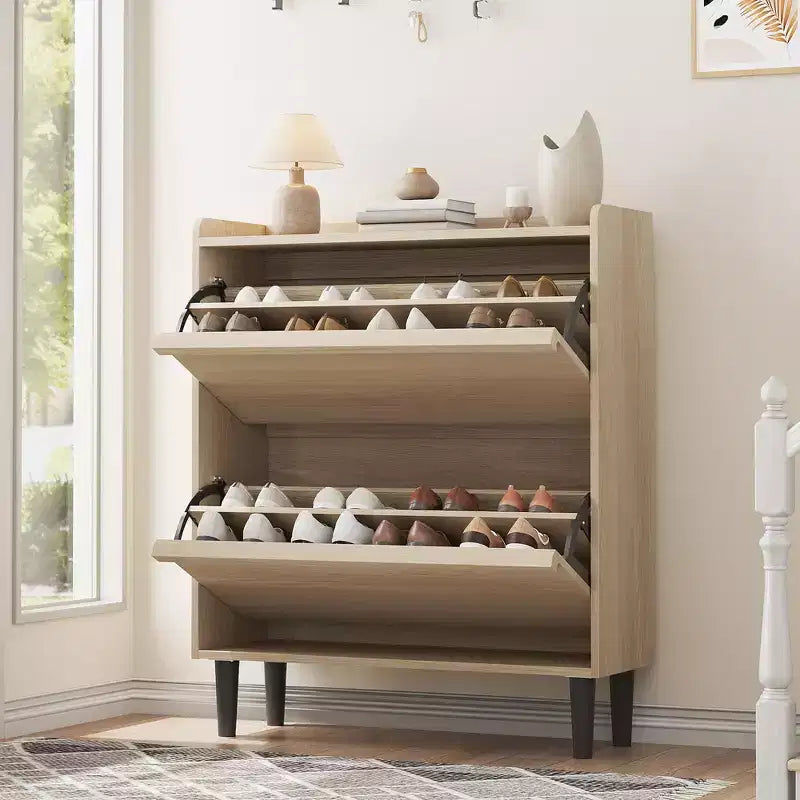 Bianco antico / Nero / Grigio / Legno naturale | Scarpiera a ribalta | Contiene fino a 24 paia | Per nuclei familiari di 1–2 persone