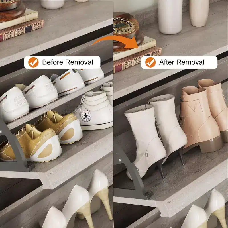 Bianco antico / Nero / Grigio / Legno naturale | Scarpiera a ribalta | Contiene fino a 24 paia | Per nuclei familiari di 1–2 persone