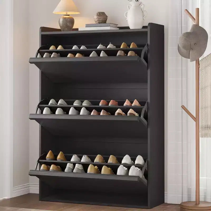 Bianco antico / Nero / Grigio / Legno naturale | Scarpiera a ribalta | Contiene fino a 24 paia | Per nuclei familiari di 1–2 persone