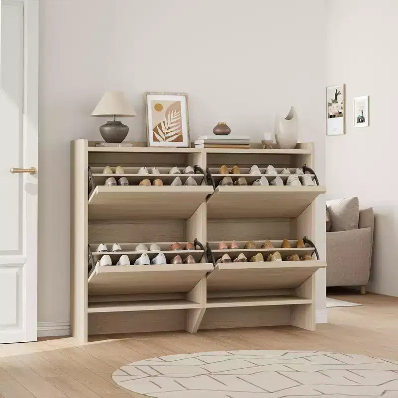 Bianco antico / Nero / Grigio / Legno naturale | Scarpiera a ribalta | Contiene fino a 24 paia | Per nuclei familiari di 1–2 persone
