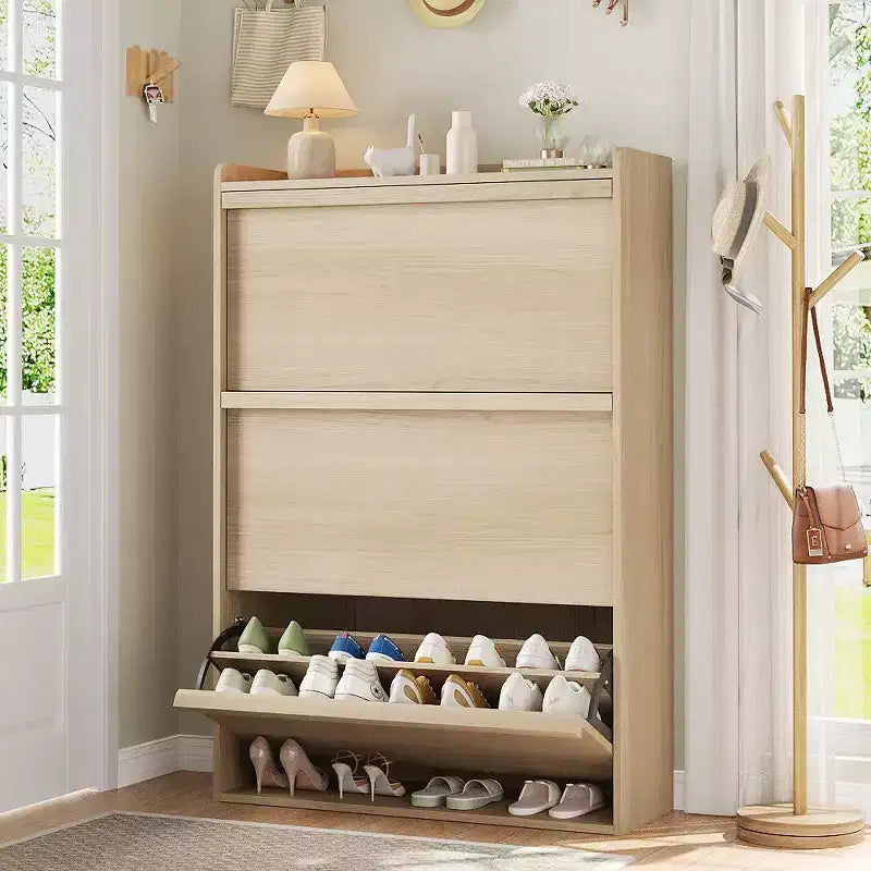 Bianco antico / Nero / Grigio / Legno naturale | Scarpiera a ribalta | Contiene fino a 24 paia | Per nuclei familiari di 1–2 persone