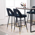 TROPOW Velvet Bar Stools with Back Support and Footrest, Upholstered Kitchen Chairs, Wide Cushion Counter Stools for Bar Cafe, Set of 2, 28 Black