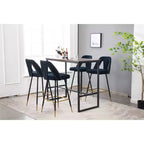Sgabello da bancone senza braccioli in velluto nero, schienale basso, set da 2
