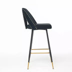 Sgabello da bancone senza braccioli in velluto nero, schienale basso, set da 2