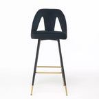 Sgabello da bancone senza braccioli in velluto nero, schienale basso, set da 2