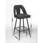 Sgabello da bancone senza braccioli in velluto nero, schienale basso, set da 2
