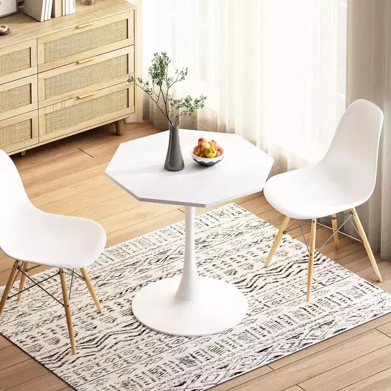Tavolino ottagonale in marmo nero / bianco / marmo bianco, stile piedistallo di metà secolo, singolo, 80 cm