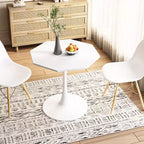 Tavolino ottagonale in marmo nero / bianco / marmo bianco, stile piedistallo di metà secolo, singolo, 80 cm