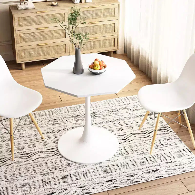 Tavolino ottagonale in marmo nero / bianco / marmo bianco, stile piedistallo di metà secolo, singolo, 80 cm