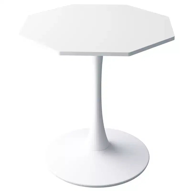 Tavolino ottagonale in marmo nero / bianco / marmo bianco, stile piedistallo di metà secolo, singolo, 80 cm