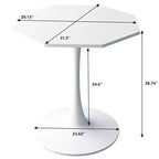 Tavolino ottagonale in marmo nero / bianco / marmo bianco, stile piedistallo di metà secolo, singolo, 80 cm