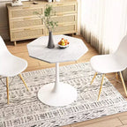 Tavolino ottagonale in marmo nero / bianco / marmo bianco, stile piedistallo di metà secolo, singolo, 80 cm