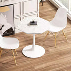 Tavolino ottagonale in marmo nero / bianco / marmo bianco, stile piedistallo di metà secolo, singolo, 80 cm