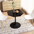 Tavolino ottagonale in marmo nero / bianco / marmo bianco, stile piedistallo di metà secolo, singolo, 80 cm