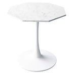 Tavolino ottagonale in marmo nero / bianco / marmo bianco, stile piedistallo di metà secolo, singolo, 80 cm