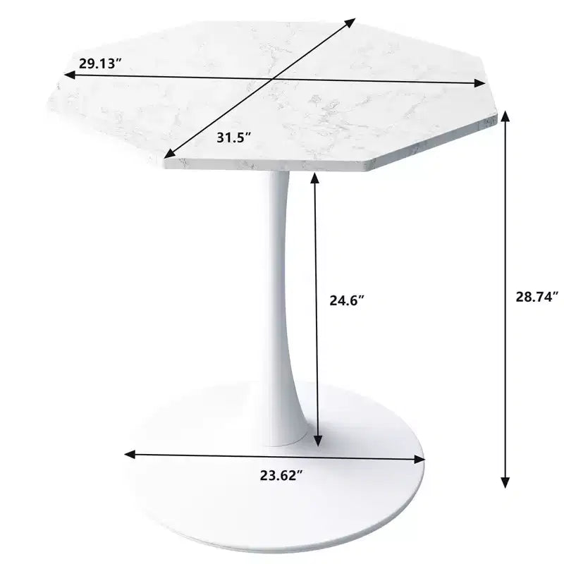 Tavolino ottagonale in marmo nero / bianco / marmo bianco, stile piedistallo di metà secolo, singolo, 80 cm