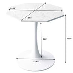 Tavolino ottagonale in marmo nero / bianco / marmo bianco, stile piedistallo di metà secolo, singolo, 80 cm
