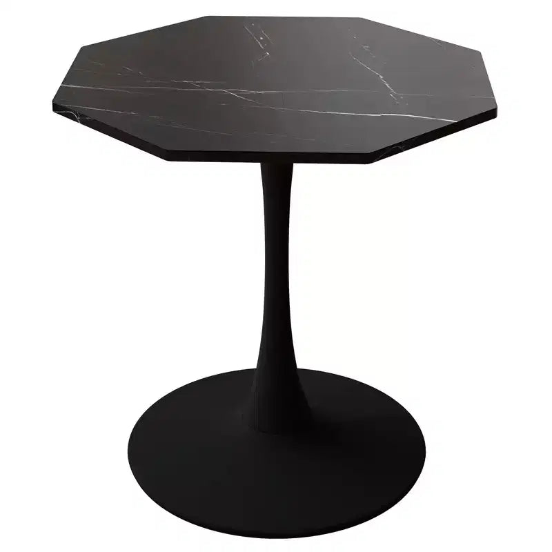 Tavolino ottagonale in marmo nero / bianco / marmo bianco, stile piedistallo di metà secolo, singolo, 80 cm