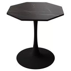 Tavolino ottagonale in marmo nero / bianco / marmo bianco, stile piedistallo di metà secolo, singolo, 80 cm