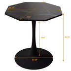 Tavolino ottagonale in marmo nero / bianco / marmo bianco, stile piedistallo di metà secolo, singolo, 80 cm