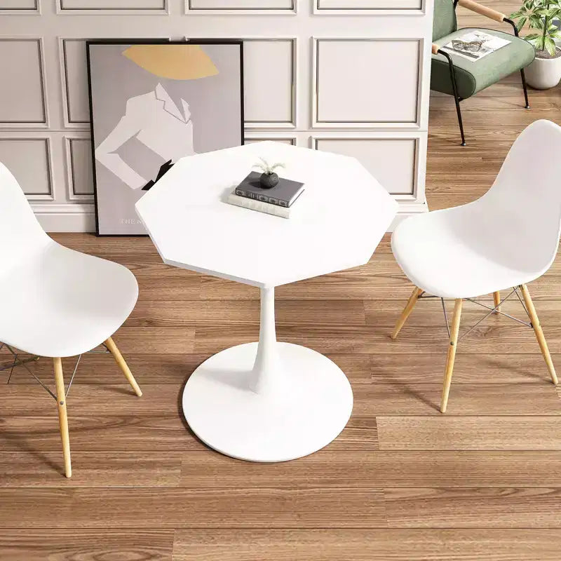 Tavolino ottagonale in marmo nero / bianco / marmo bianco, stile piedistallo di metà secolo, singolo, 80 cm