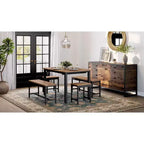 Set tavolo da pranzo allungabile, rettangolare, nero/marrone, 4-6 posti
