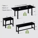Set tavolo da pranzo allungabile, rettangolare, nero/marrone, 4-6 posti