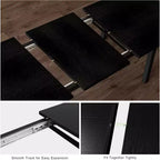Set tavolo da pranzo allungabile, rettangolare, nero/marrone, 4-6 posti