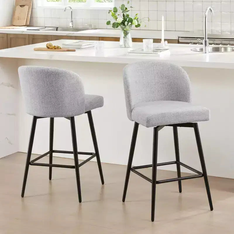 Sgabello da bancone girevole, tessuto/similpelle, set da 2, 1 posto ciascuno